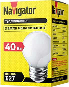 лампа накаливания Navigator NI-C-40-230-E27-FR - упаковка