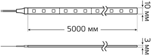 led лента Gauss LED 5050/60-SMD 14.4W 12V DC Black - размеры