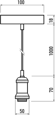 патрон декоративный Jazzway PLC 01 E27 230V/1M со шнуром - размеры