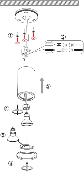 светильник точечный накладной Zoom GU10 1х50Вт IP65 Maytoni - монтаж и подключение