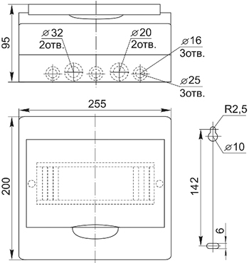 корпус IEK ЩРН-П-12 IP41 Krepta 3 - размеры