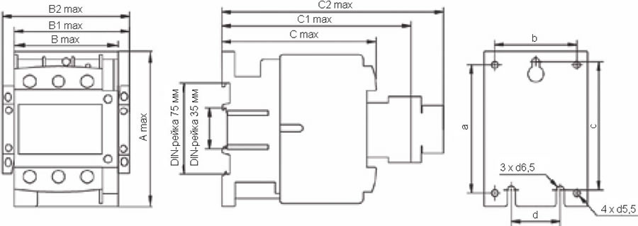 контактор КМ103 DEKraft 40-95А - размеры
