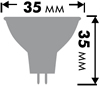 софитная led лампа Uniel LED-MR11-3W/NW/GU4/220V GLZ21TR - размеры