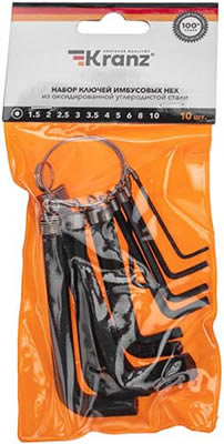 набор 10 ключей имбусовых HEX Kranz KR-12-5201 - упаковка