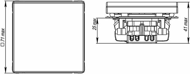выключатель 1-клавишный Systeme Electric серии ArtGallery - размеры
