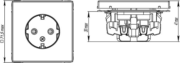 розетка 1-местная Systeme Electric серии ArtGallery с з/к - размеры
