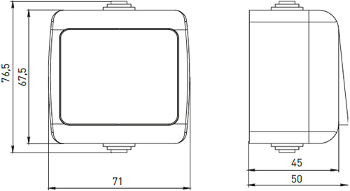 выключатель 1-клавишный EKF "Мурманск" - размеры