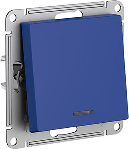 выключатель 1-клавишный Systeme Electric AtlasDesign, с подсветкой, аквамарин - внешний вид