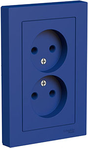 розетка 2-местная Systeme Electric AtlasDesign, аквамарин - внешний вид