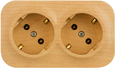 розетка 2-местная Legrand 782293 Quteo с з/к дерево - внешний вид