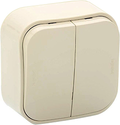 выключатель 2-клавишный Legrand 782232 Quteo слоновая кость - внешний вид