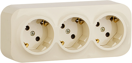 розетка 3-местная Legrand 782268 Quteo с з/к слоновая кость - внешний вид
