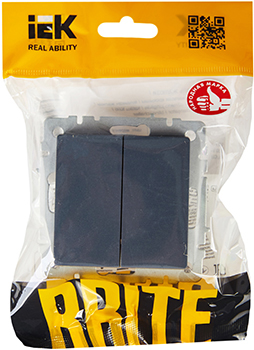 выключатель 2-клавишный IEK ВС10-2-0-БрМ Brite - упаковка