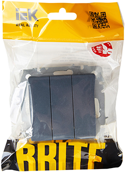 выключатель 3-клавишный IEK ВС10-3-0-БрМ Brite - упаковка