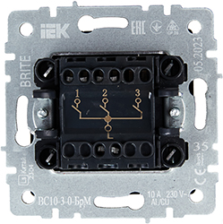 выключатель 3-клавишный IEK ВС10-3-0-БрМ Brite - вид с тыльной стороны