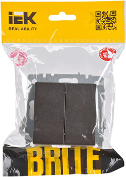 выключатель 2-клавишный проходной IEK ВС10-2-6-БрТБ Brite - упаковка