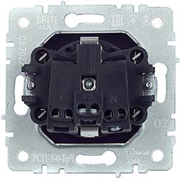 розетка 1-местная IEK РС11-1-0-БрЧ Brite - вид с тыльной стороны