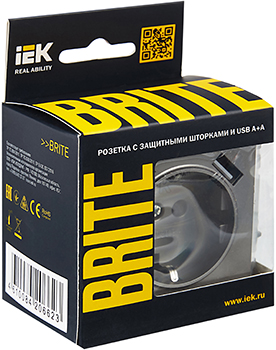розетка 1-местная IEK РЮш10-2-БрС Brite - упаковка