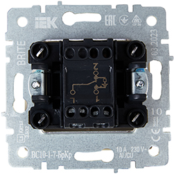 выключатель 1-клавишный проходной IEK ВС10-1-7-БрЧ Brite - вид с тыльной стороны
