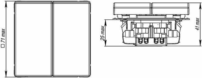 переключатель 2-клавишный Systeme Electric серии ArtGallery - размеры