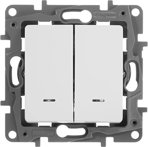 переключатель 2-клавишный Legrand Etika 672216 с подсветкой - внешний вид