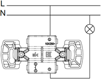 выключатель 1-клавишный Systeme Electric Blanca - схема подключения