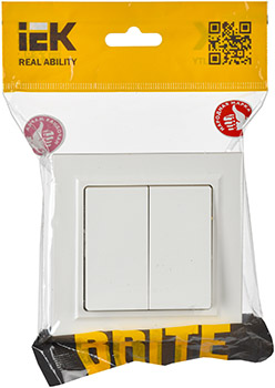 выключатель 2-клавишный IEK ВСР10-2-0-БрБ Brite - упаковка