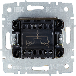 выключатель 2-клавишный IEK ВС10-2-1-БрКр Brite - вид с тыльной стороны