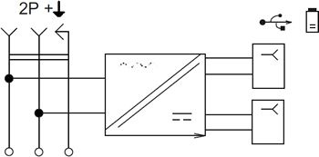 розетка 1-местная c з/к и 2хUSB IEK Brite - схема электрическая
