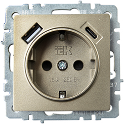 розетка 1-местная IEK РЮш11-1-БрШ Brite - внешний вид