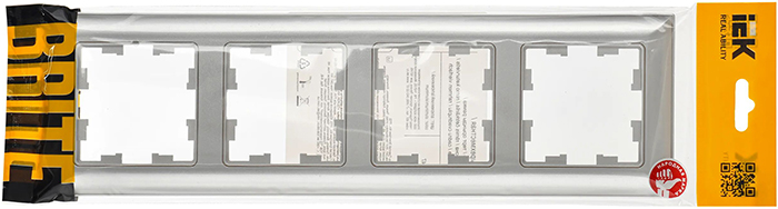 рамка 4-постовая IEK РУ-4-Бр Brite алюминий / алюминий - упаковка