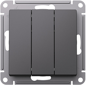 выключатель 3-клавишный Systeme Electric AtlasDesign, базальт - внешний вид