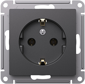 розетка 1-местная Systeme Electric AtlasDesign, з/к, базальт - внешний вид