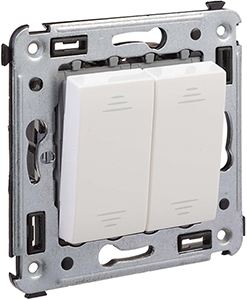 переключатель 2-клавишный DKC Avanti, цвет белое облако - внешний вид