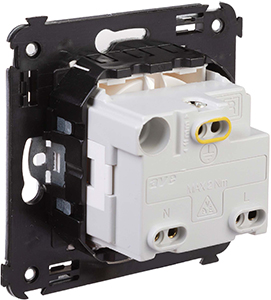 розетка 1-местная DKC Avanti, з/к + шторки + крышка, - вид сзади