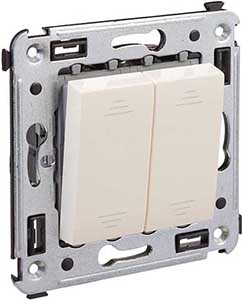 переключатель 2-клавишный DKC Avanti, цвет ванильная дымка - внешний вид