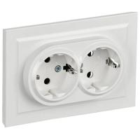купить Брайт белый розетка скрытая 2-мест заземление шторки IP20  в Йошкар-Оле Брайт белый розетка скрытая 2-мест заземление шторки IP20