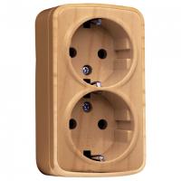 купить Минск светлое дерево розетка открытая 2-мест заземление IP20  в Йошкар-Оле Минск светлое дерево розетка открытая 2-мест заземление IP20