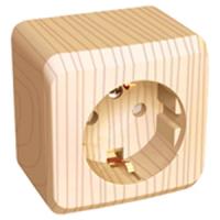 купить Этюд сосна розетка открытая 1-мест заземление шторки IP20  в Йошкар-Оле Этюд сосна розетка открытая 1-мест заземление шторки IP20