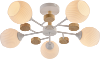 купить Светильник потолочный (люстра) 5*60Вт E27 белый/дерево  в Йошкар-Оле Светильник потолочный (люстра) 5*60Вт E27 белый/дерево