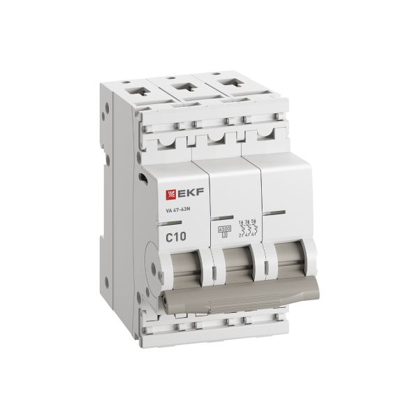 Автомат 3Р 10А C 4,5кА ВА47-63N EKF PROxima 