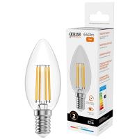 Лампа свеча свд Е14 10Вт 2700К 650лм С35 прозрачная филамент Gauss