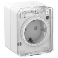 купить Атлас Профи белый розетка открытая 1-мест шторки IP54  в Йошкар-Оле Атлас Профи белый розетка открытая 1-мест шторки IP54