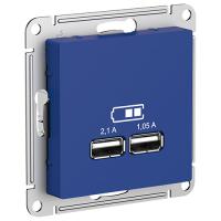 купить Атлас аквамарин розетка USB A+A скрытая 2-ая  в Йошкар-Оле Атлас аквамарин розетка USB A+A скрытая 2-ая