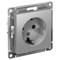 AtlasDesign алюминий розетка скрытая 1-мест заземление шторки IP20 