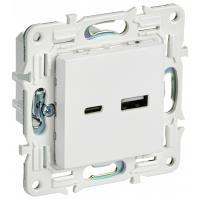 купить Сканди арктический белый  механизм USB A+C скрытая 2-ая 18Вт в Йошкар-Оле Сканди арктический белый  механизм USB A+C скрытая 2-ая 18Вт