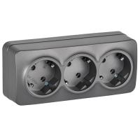 купить Глори сталь розетка открытая 3-мест заземление IP20  в Йошкар-Оле Глори сталь розетка открытая 3-мест заземление IP20