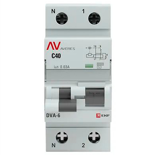 Дифавтомат 2Р 40А C тип AC 30мА 6кА 2мод DVA-6 EKF Averes