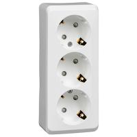 купить Этюд белый розетка открытая 3-мест заземление шторки IP20  в Йошкар-Оле Этюд белый розетка открытая 3-мест заземление шторки IP20
