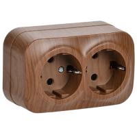 купить Глори дуб розетка открытая 2-мест заземление IP20 в Йошкар-Оле Глори дуб розетка открытая 2-мест заземление IP20